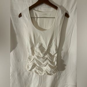 Stretchy top with low scoop neck